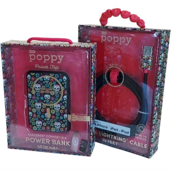 Xo Poppy Other - Power Bank And Power Cord Set XO Poppy Day Of The Dead Sugar Skull & Flowers NWT